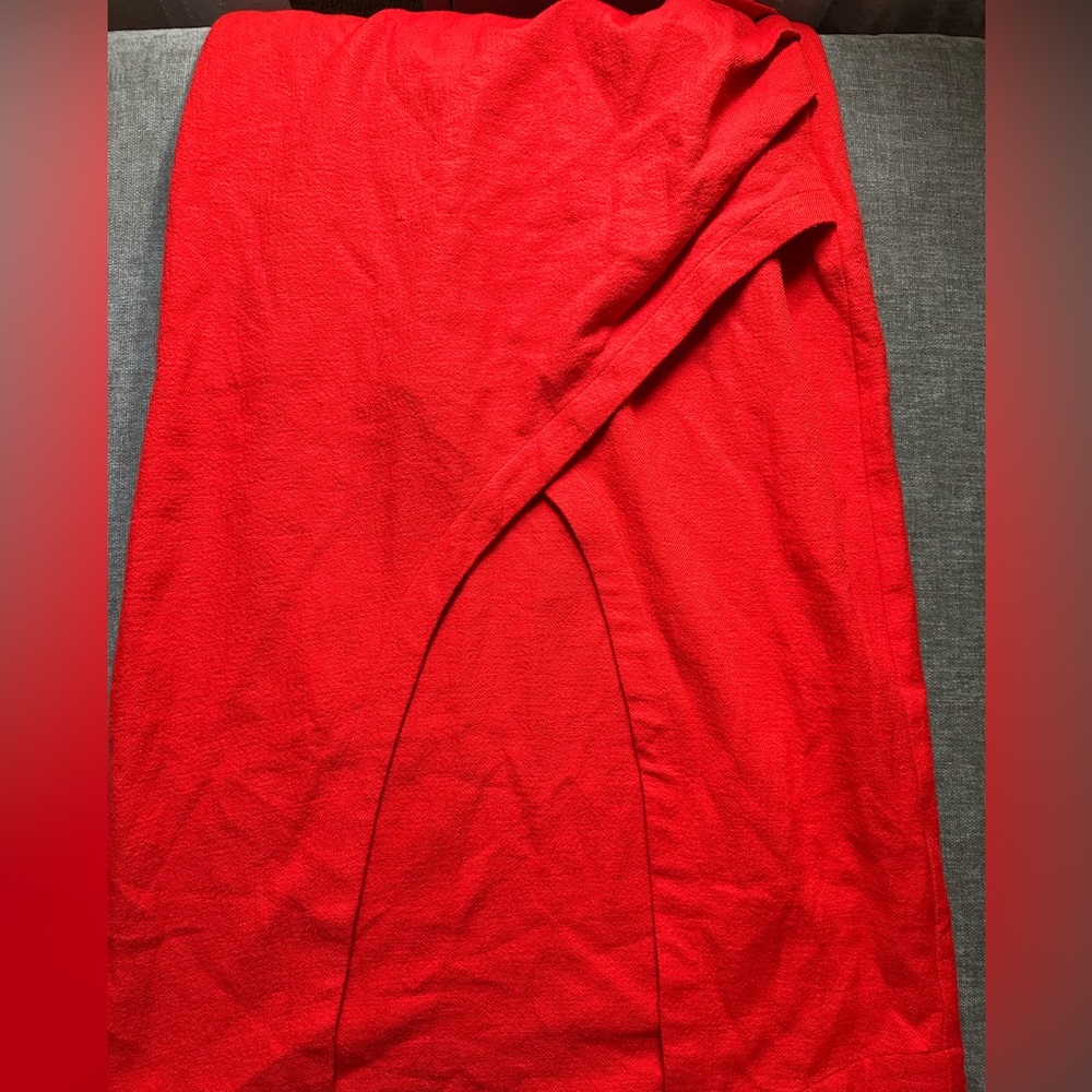 Anthropologie Maeve Square Neck Red Midi Dress Sz 12 - Picture 10 of 16
